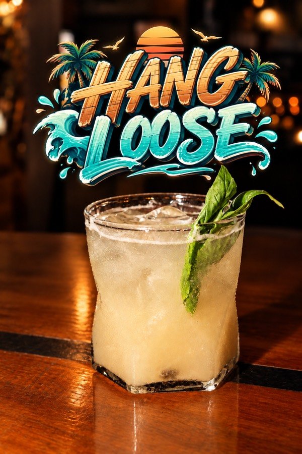 Coctel amarillo con hierbabuena