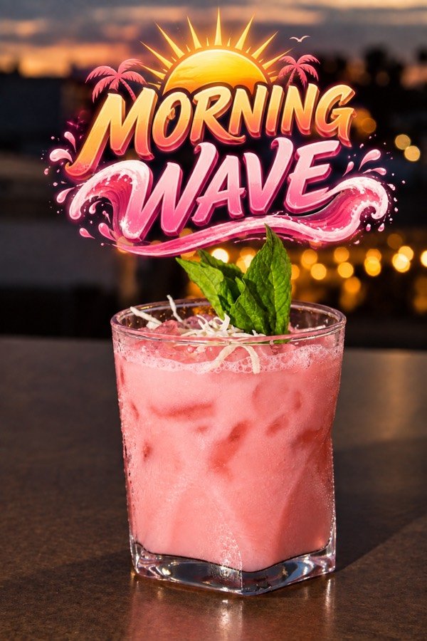 Coctel rosa cremoso con hierbabuena