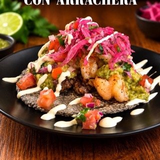 Tacos Turf · Arrachera y camarón